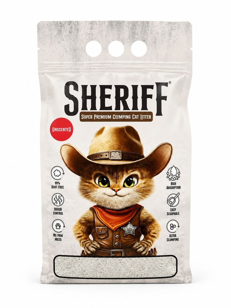 [2919] SHERIFF White Cat Litter 5 L - Unscented