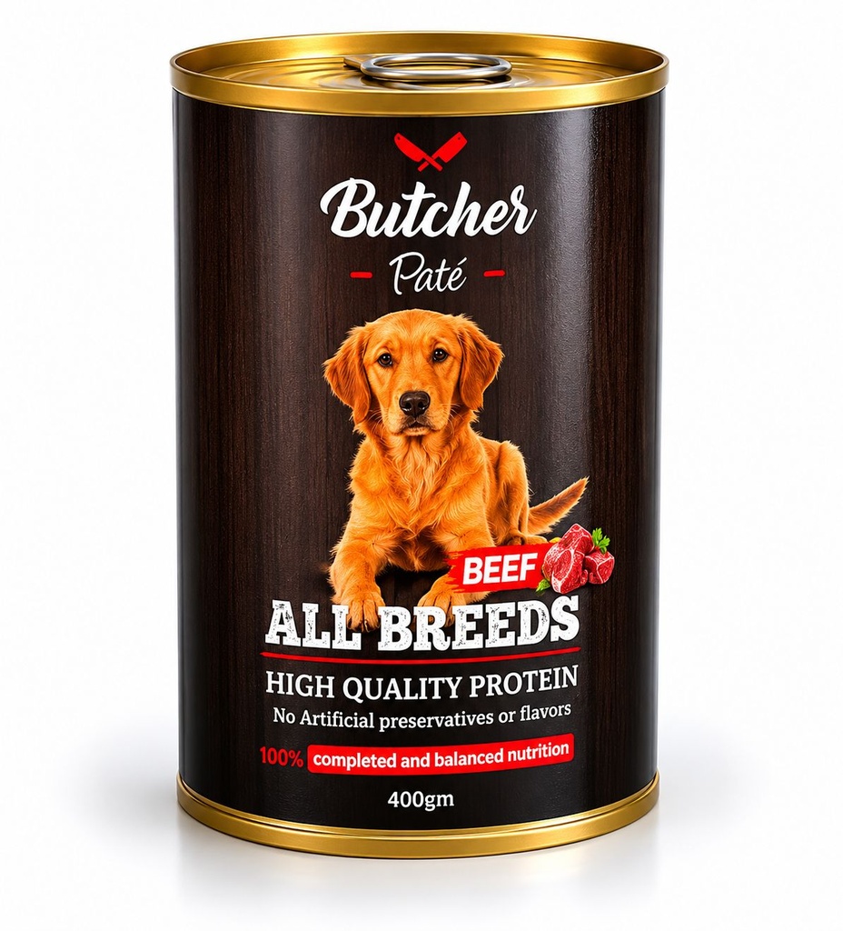 [2520] Wet Food Butcher dog  Butcher Wet Food beef 400gm dog Pate