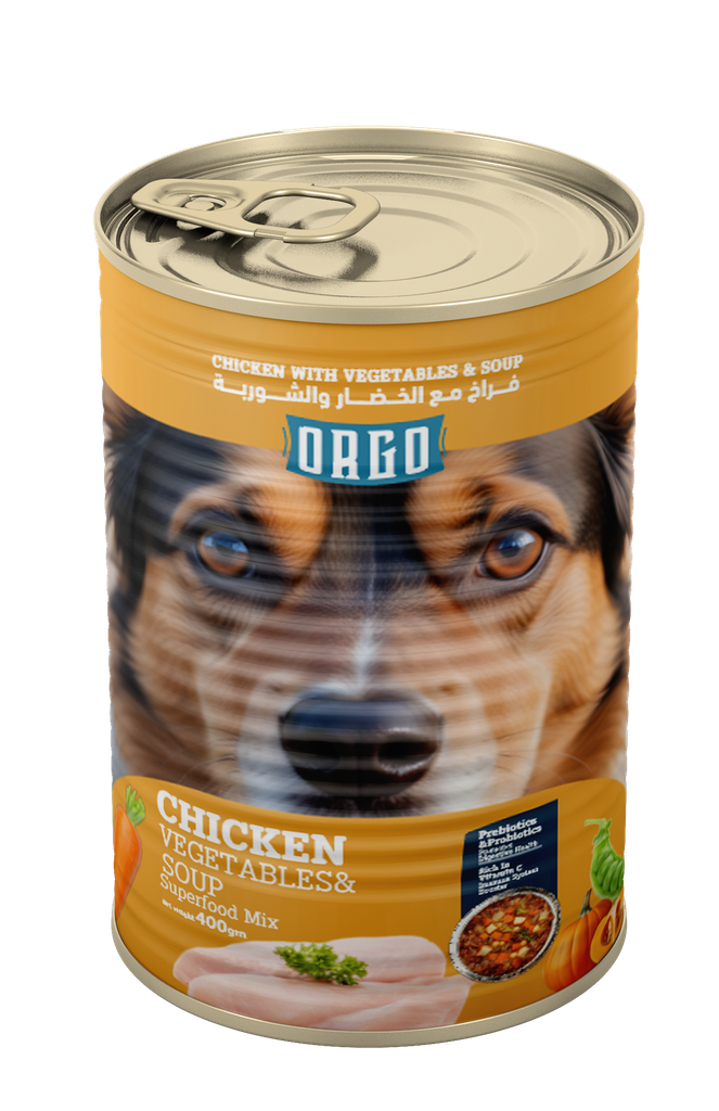 [2799] Wet Food orgo dog  Orgo Can Food For Dog Chicken With Veg & Soup 400 GM - 6 PCS / Packet