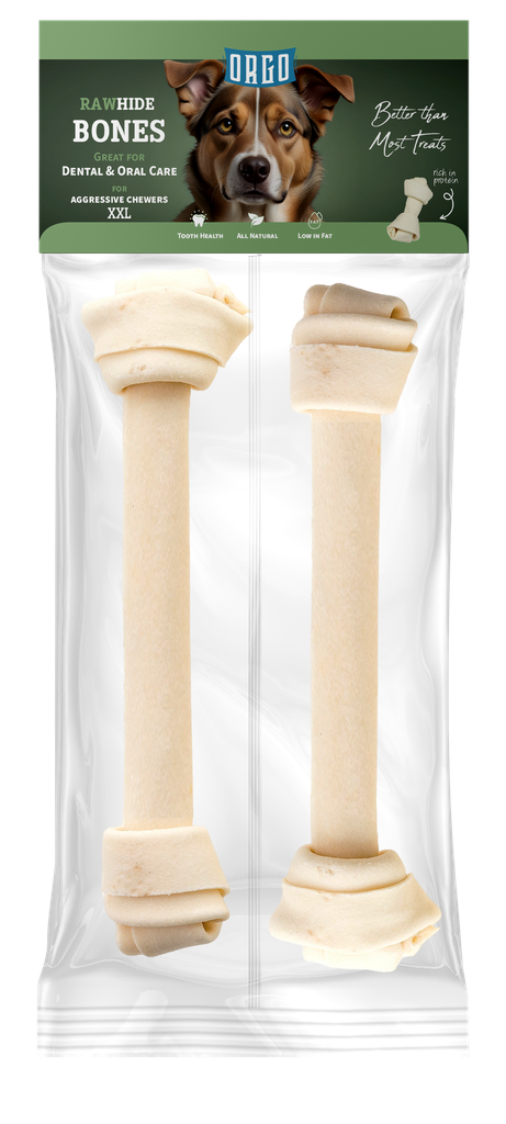 [2255] treats orgo DOG RAWHIDE BONES Dental & Oral Care - 2 pce - XXL