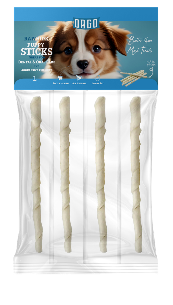 [2261] treats orgo DOG RAWHIDE STICKS - For Puppy - Dental & Oral Care - 4 pce - R