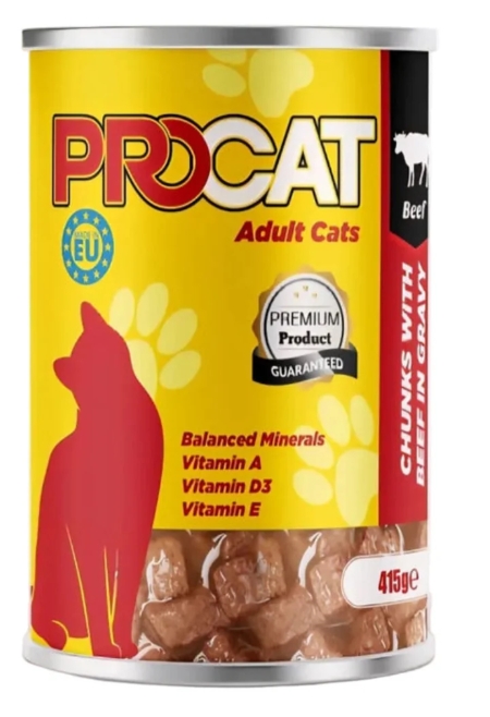 [8000013] Procat - Can 415 gm - Adult Cats - Beef