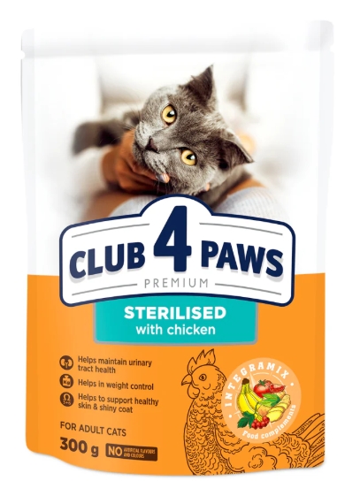 [8000026] Club 4 Paws - Dry Food - For Adult Cats - 300 gm - Sterilized with chicken