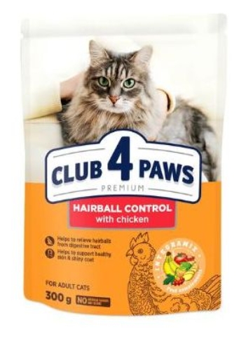 [8000027] Club 4 Paws - Dry Food - For Adult Cats - 300 gm - Hairball - Salmon