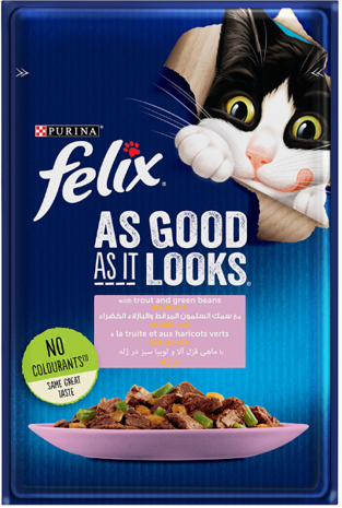 [8000063] Purina - Felix - For Adult Cats - Pouch 85 gm - With Salmon & Beans
