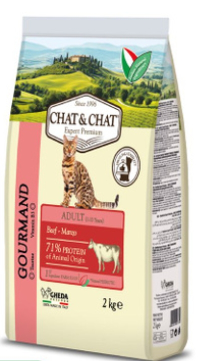 [8000085] CHAT & CHAT - For Adult Cats - Gourmand - 2 kg - With Beef