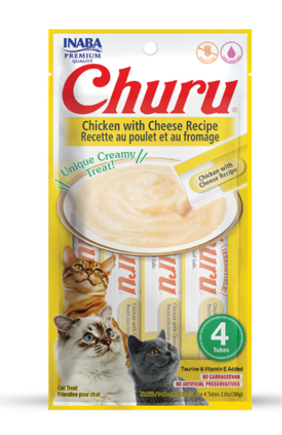 [8000202]  Inaba Churu -  Adult Cats - Creamy Treat - 4 Tubes -  56 g - Chicken & Cheese 