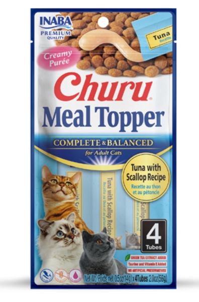 [8000205] Churu - Adult Cats - Creamy Treat - 4 Tubes - 56 g - Complete & Balanced - Tuna & Scallop