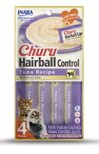 [8000208] Inaba Churu -  Adult Cats - Creamy Treat - 4 Tubes - 56 g - Hairball - Tuna