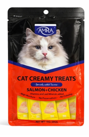 [8000331] Amna - Cat Creamy Treat - 15 gm - 5 Pcs - Salmon&Chicken