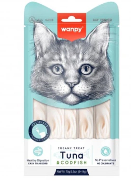 [8000448] Wanpy - Cat Treat - Cream Treat - Pouch 70 gm - With Tuna & Codfish