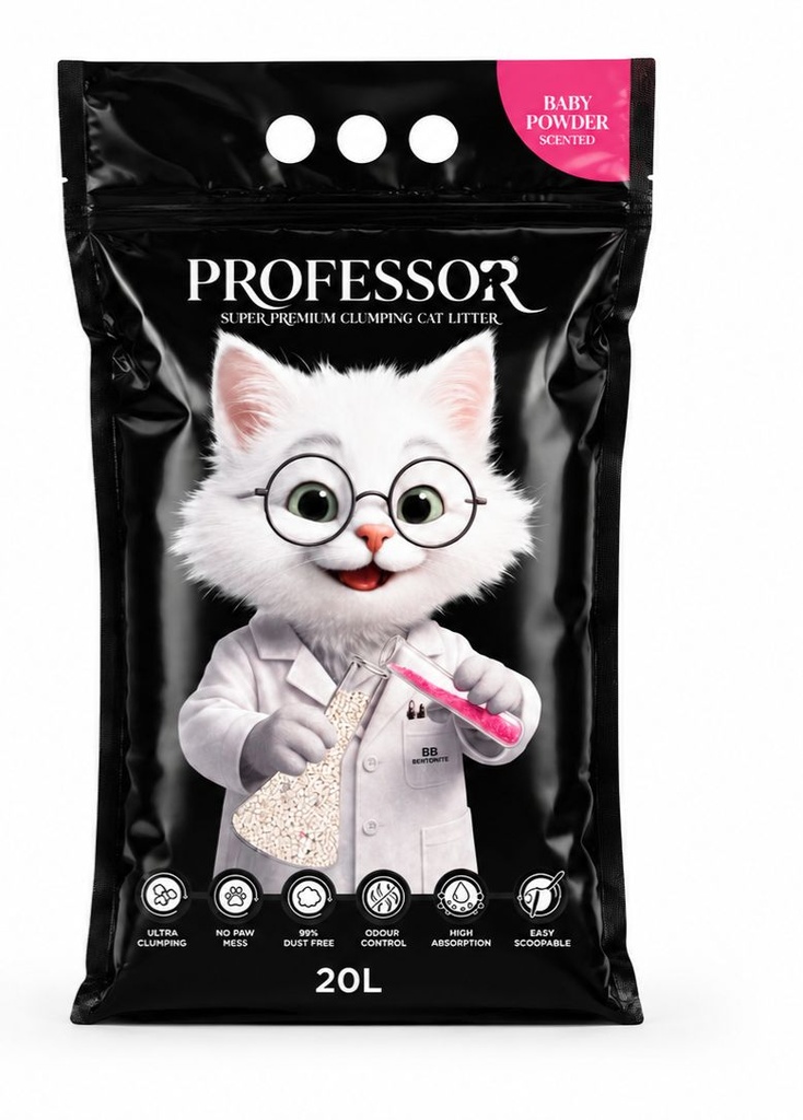 [8000827] Professor - Cat Litter - 20 L - Baby Powder