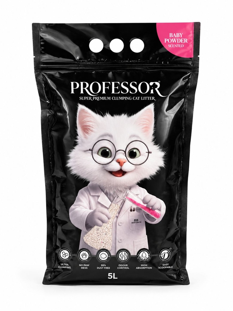 [8000833] Professor - Cat Litter - 5 L - Baby Powder