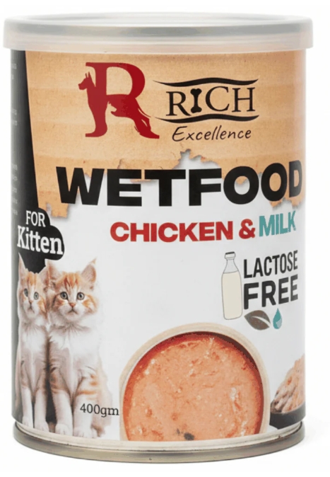 [68000] Rich Excellence Cans Wet Food Kitten Chicken & Milk 400G