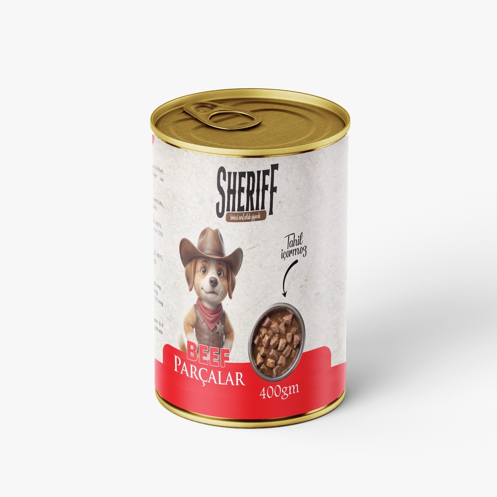 [3010] Sheriff Chunks Can Food For Adult Dog Beef 400 GM