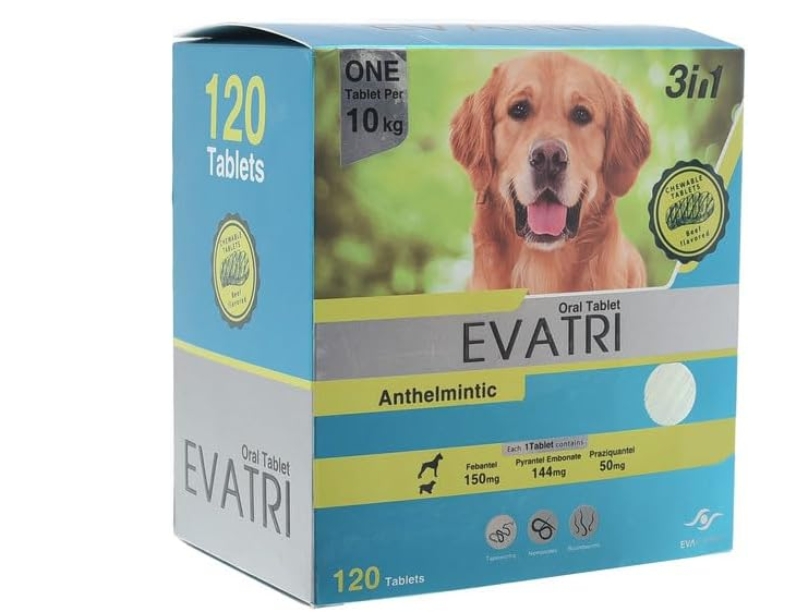 EVATRI Deworming Oral Tablet 3in1 for Dogs - 120 tablets
