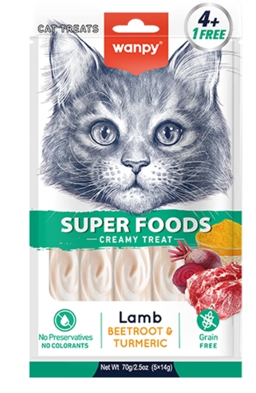 Wanpy - Cat Treat - Cream Treat - Pouch 70 gm - With Lamb - Beetroot & Turmeric