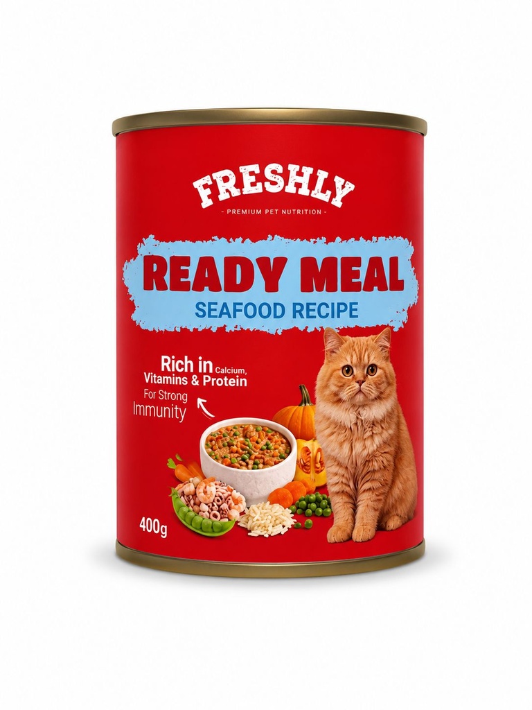 [Wet Food Meal 04] freshly Meal Can Food For Cat Sea Food & Shrimp With Veg & Soup 400 GM